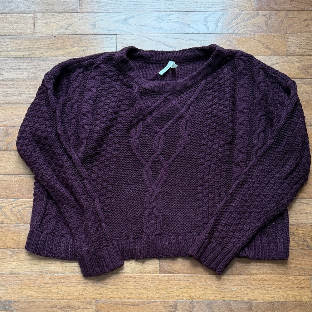Mudd Rich Purple Cable Knit Sweater